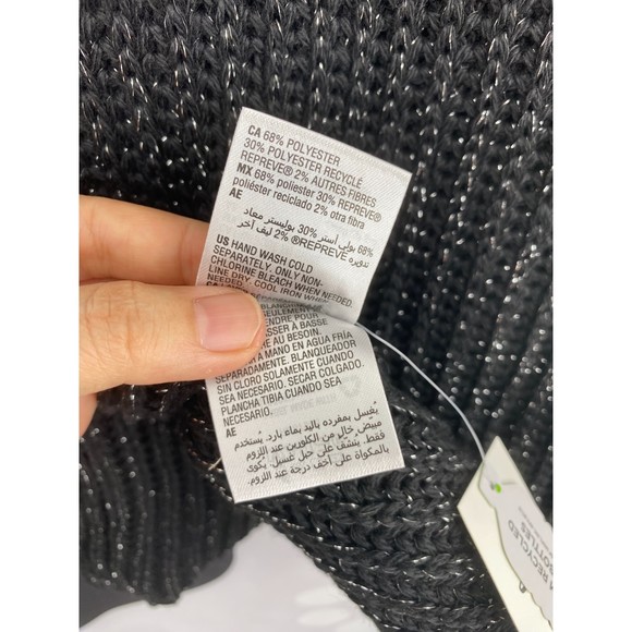 Style & Co NWT Solid Ribbed Muffler Extra Long Recycled Wrap Scarf Black OS New - Picture 7 of 8